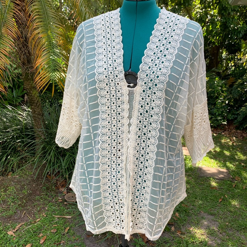 SAX FIFTH AVE BLUE Tunic. Cream. XL